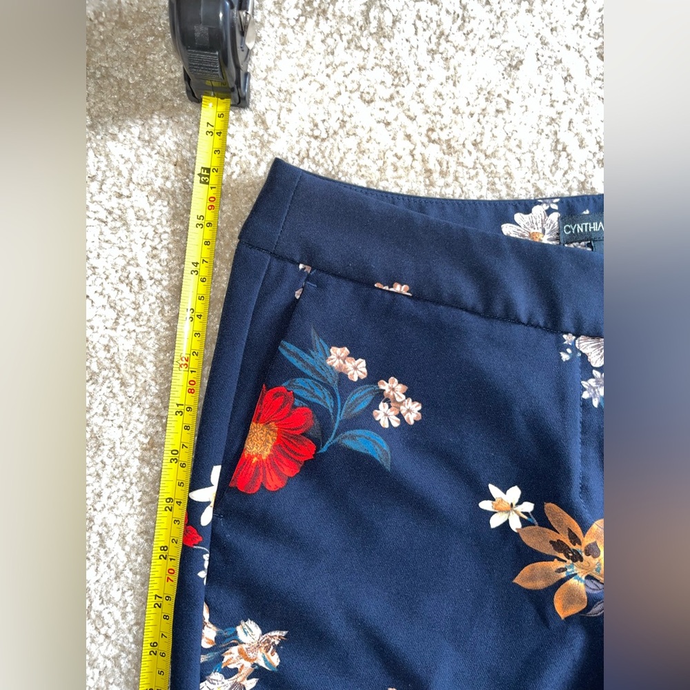 Cynthia Rowley Navy Floral Trousers - Picture 3 of 7